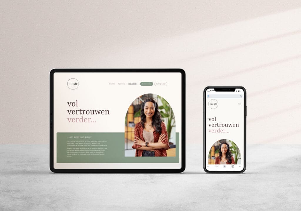 Website van Buro Luistr weergegeven op een tablet en smartphone.