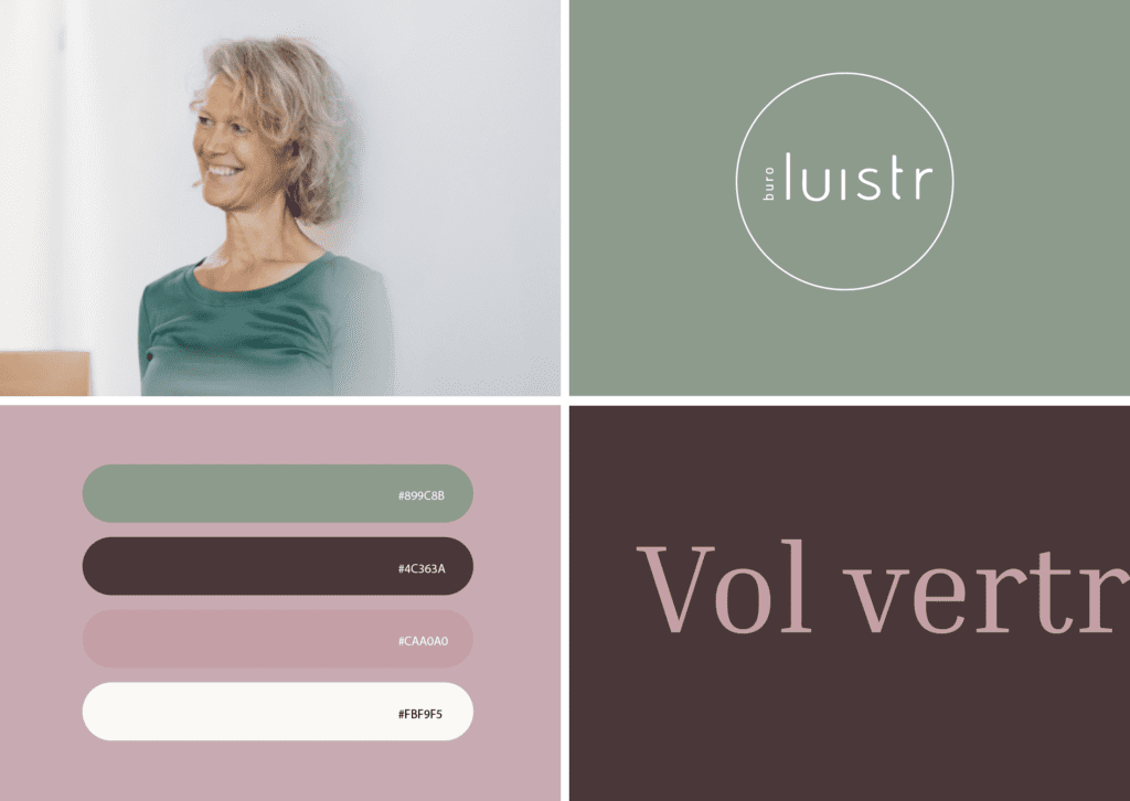 Branding van Buro Luistr met logo, typografie en kleurenpalet