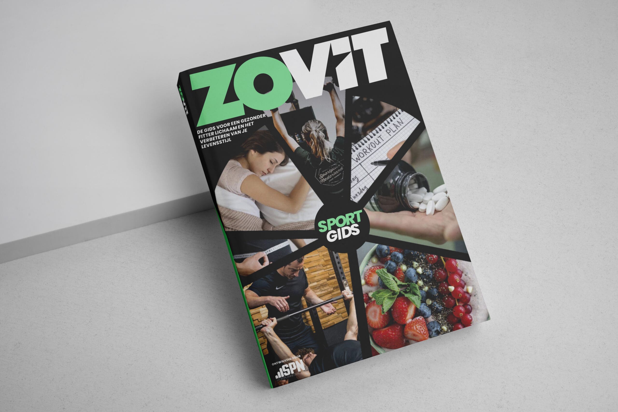 Zovit magazine met beelden van sport, voeding en lifestyle op de cover.